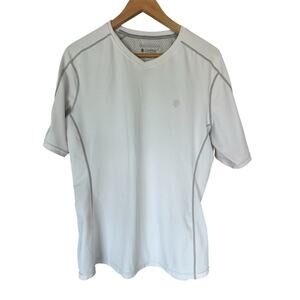 Coolibar Shirt Womens Large Short Sleeve V-Neck UPF 50 White